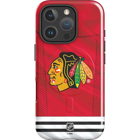 NHL Blackhawks Red Stripes iPhone 16 Pro Magsafe Impact Case
